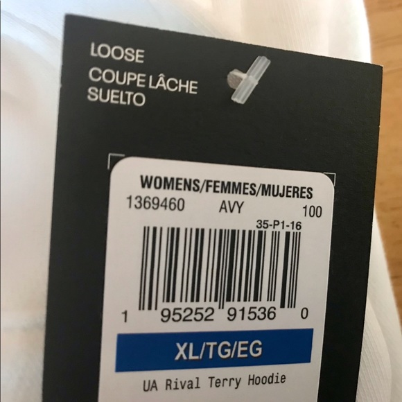 ⭐️ NWT Womens Under Armor Bright White/Black Hoodie/Sweatshirt Size XL Loose Fit - Picture 5 of 7